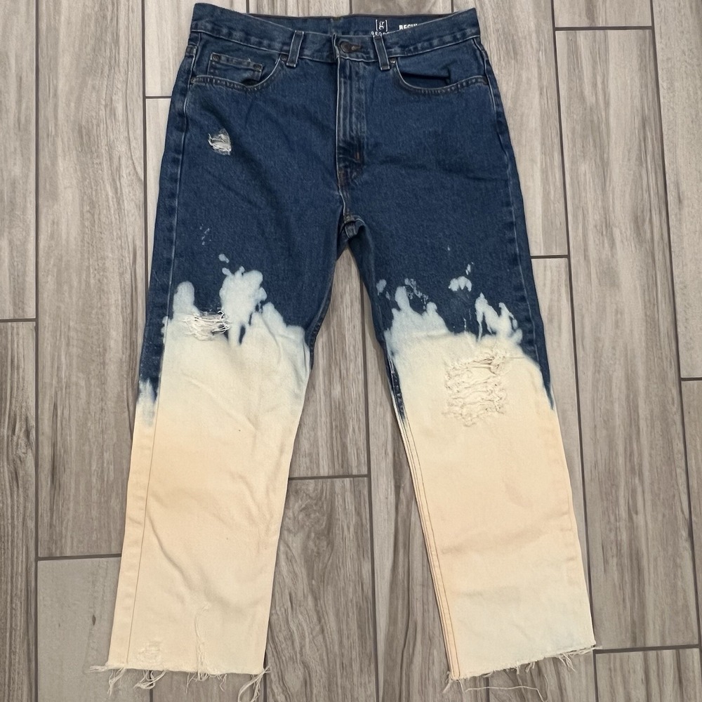 George Two Tone Jeans Straight Size 32X30 Ripped Fit